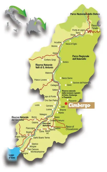 Mappa della Valle Camonica Mappa della Valle Camonica